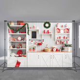 Aperturee - Weiße Küche Feiertags Dekor Frohe Weihnachts Hintergrund